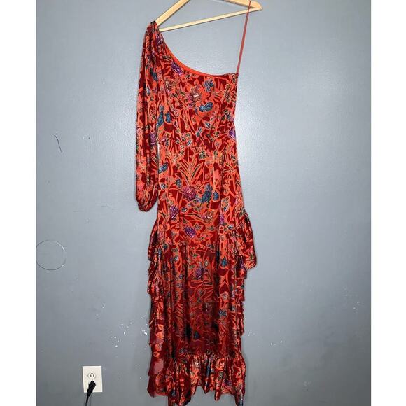 Alexis Marseille Asymmetrical Hi-Low Floral Dress/Gown Red Floral Size Small - Picture 8 of 11